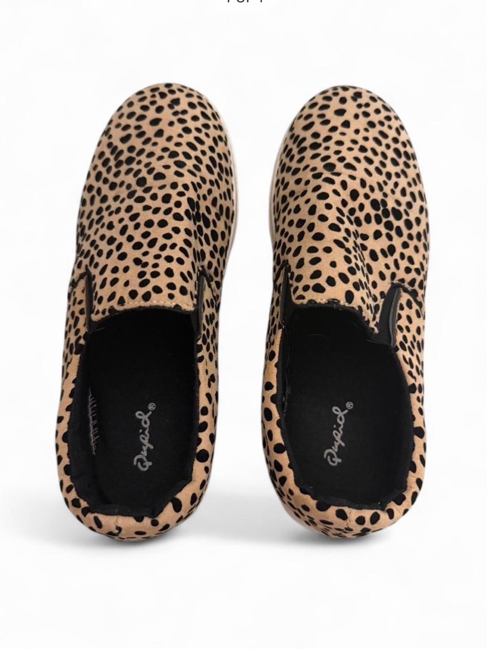 Qupid Leopard Print Slip-On Sneakers in Tan and Black